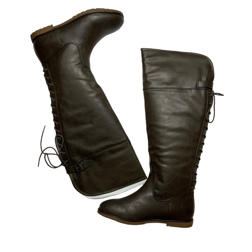 Justfab Laycee Boots Dark Taupe Sz 8